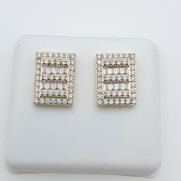 14K Gold Plated Cubic Zircon Earrings, EVBRS571 - Picture 1 of 10